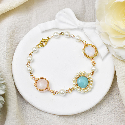 Простой браслет из проволоки с драгоценными камнями-5