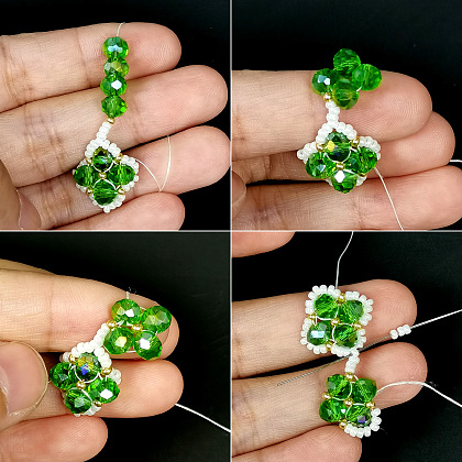 PandaHall Selected Tutorial on Green Crystal Beaded Bracelet-5