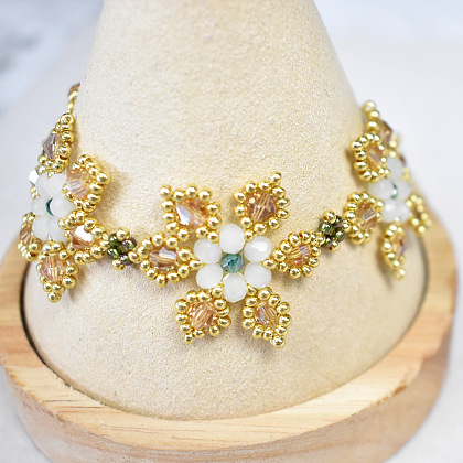 Bracelet en perles de verre en forme de fleur-7