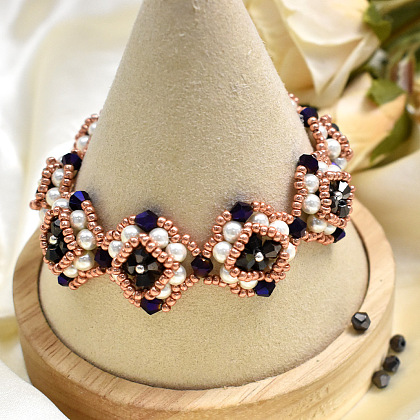 PandaHall Selected Tutorial on Bezel Bicone and Pearl Beaded Bracelet-6