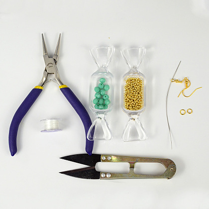 PandaHall Selected мастер-класс по изготовлению зеленых серег с гранеными стеклянными бусинами.-2