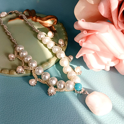 PandaHall Selected tutorial sobre elegante collar con colgante de perlas-8