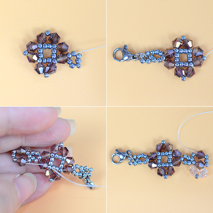 Браслет из стеклянных бусин с удлинителем цепочки-4