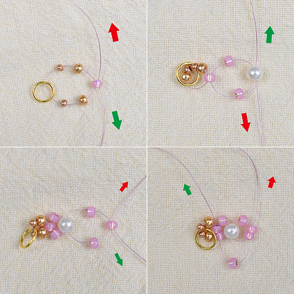 Armband mit rosa Blumenperlen-4