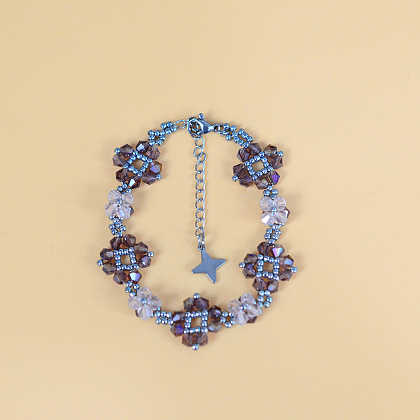 Браслет из стеклянных бусин с удлинителем цепочки-6