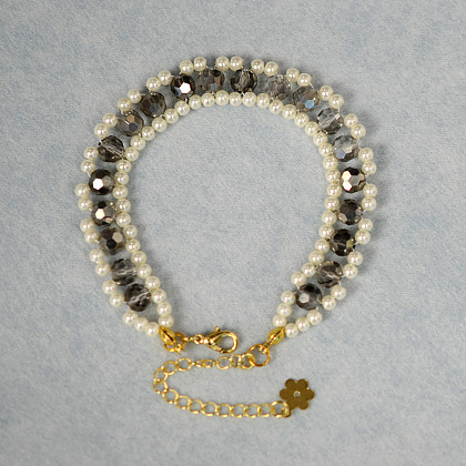 PandaHall Selected Idea on Glass Beaded Bracelet with Pearl Beads-5