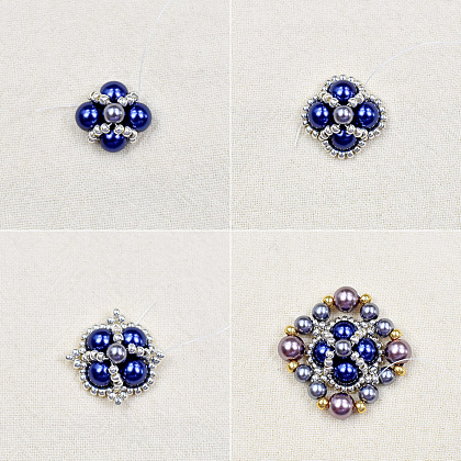 Pulsera de reloj con cuentas de perlas azules-4