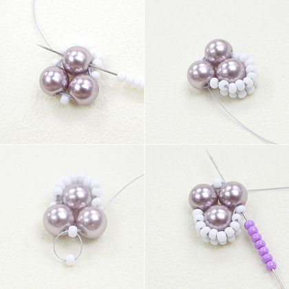 PandaHall Selected Tutorial on Purple Pearl and Seed Beaded Bracelet-3