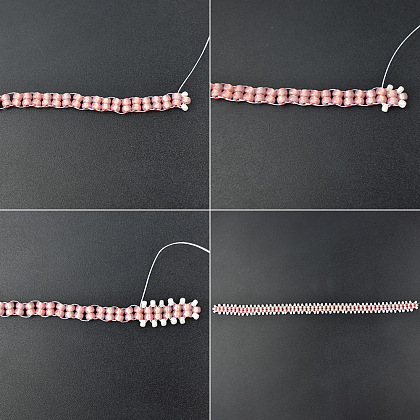Armband aus rosa und lila Saatperlen-4
