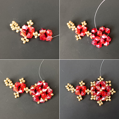 PandaHall Selected tutorial sul braccialetto con perle di vetro bicono rosse-4