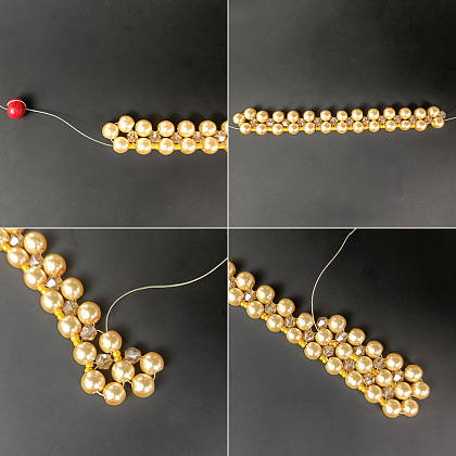 Браслет из стеклянной жемчужины и бисера-3