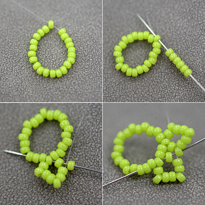 Green Seed Beaded Bracelet with Pearl-3