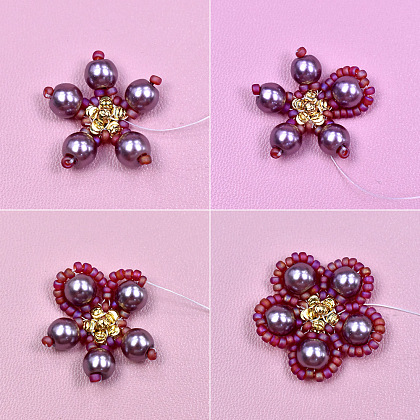 PandaHall Selected мастер-класс по изготовлению подвески-цветка со стеклянным жемчугом-4