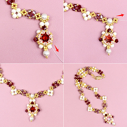 Винтажное ожерелье с красными кристаллами-6