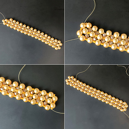 Браслет из стеклянной жемчужины и бисера-4