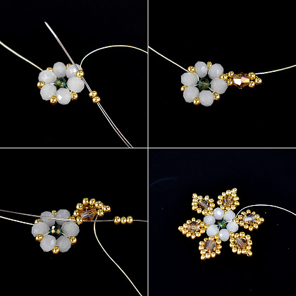 Bracelet en perles de verre en forme de fleur-4