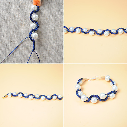 PandaHall Selected руководство по изготовлению браслета из веревки, плетеного жемчугом.-4