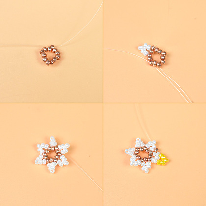 Boucles d'oreilles fleur jaune avec perles de rocaille-3