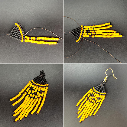 PandaHall Selected мастер-класс по изготовлению сережек с тыквенными кисточками из бисера-4