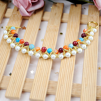 Красочный браслет из бисера с застежкой-тоггл-5