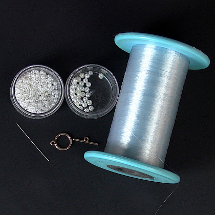 PandaHall Selected Idea on Pure White Glass Pearl Beaded Lace Bracelet-2