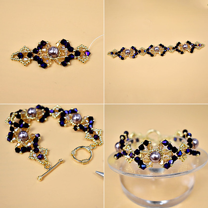 Браслет из стеклянных бусин в винтажном стиле-7