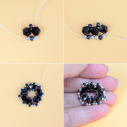 PandaHall Selected мастер-класс по изготовлению плоских круглых серег из бисера.-3