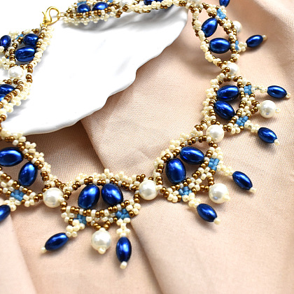 Vintage Halskette aus Perlen und Saatperlen-6