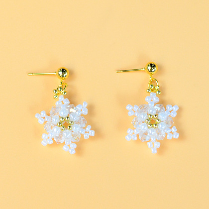 Beaded Snowflake Earrings-6