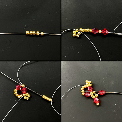 PandaHall Selected idea per un braccialetto natalizio con fiori di perline colorati-3
