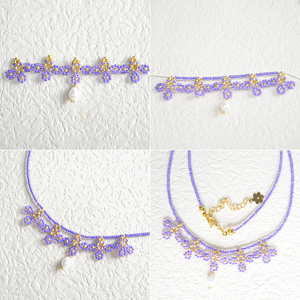 Collier de perles de graines violettes-6