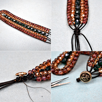 Многоярусный браслет из стеклянных бусин-5