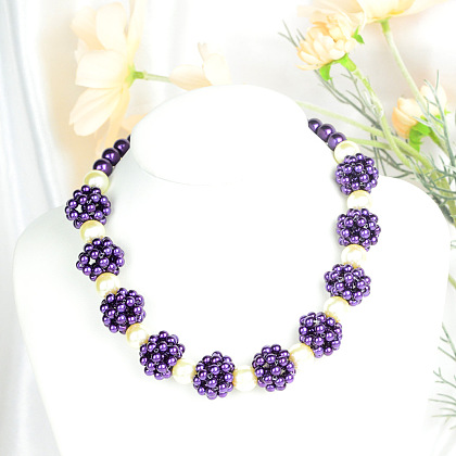 Стекло жемчуг бисером ожерелье-8