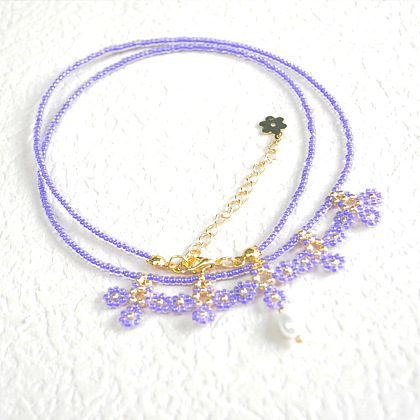 Collier de perles de graines violettes-7