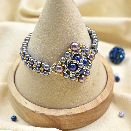 Pulsera de reloj con cuentas de perlas azules-8