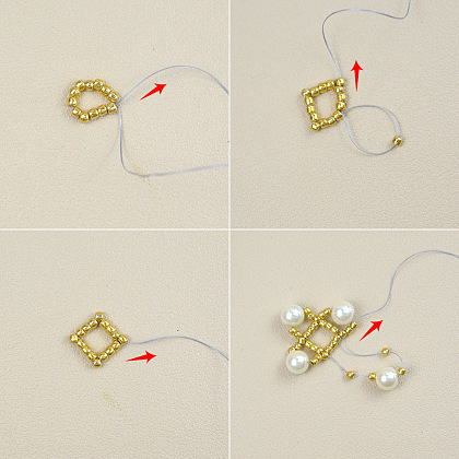 Ожерелье из розового жемчуга с инкрустацией стразами-3