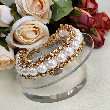 PandaHall Selected idea sul braccialetto di perle con strass-1