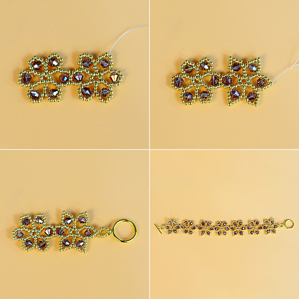Flower Crystal Beaded Bracelet-5