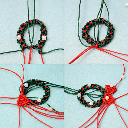 Christmas Wreath Braided Rope Earrings-4