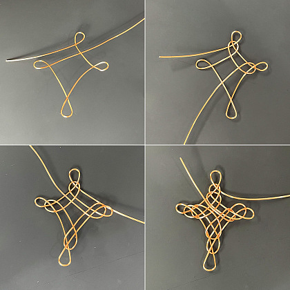 Pendentif croix en fil enroulé avec perles rondelles en verre-3