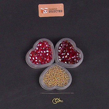 PandaHall Selected tutorial sul braccialetto con perle di vetro bicono rosse-2
