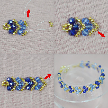 Браслет из синего сердца со стеклянными бусинами-5