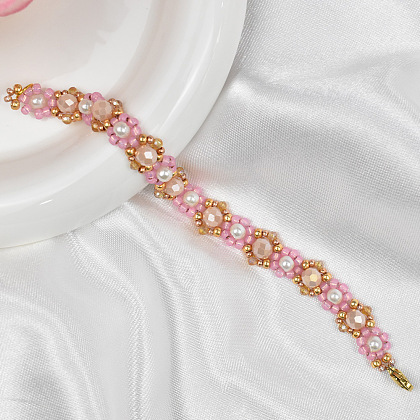Armband mit rosa Blumenperlen-2