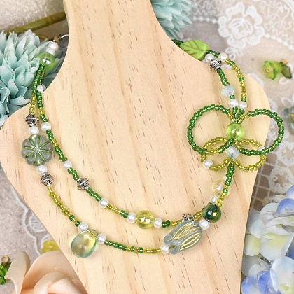 Spring Style Beaded Butterfly Necklace