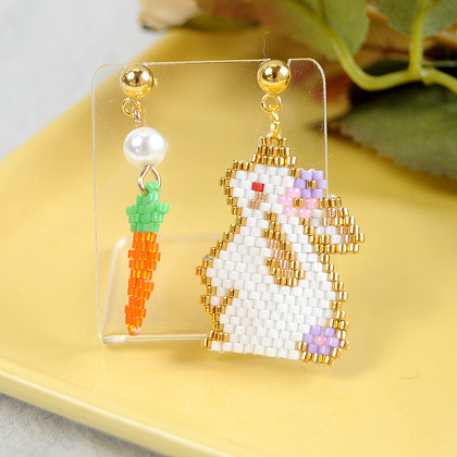 Rabbit & Carrot Beaded Earrings-7