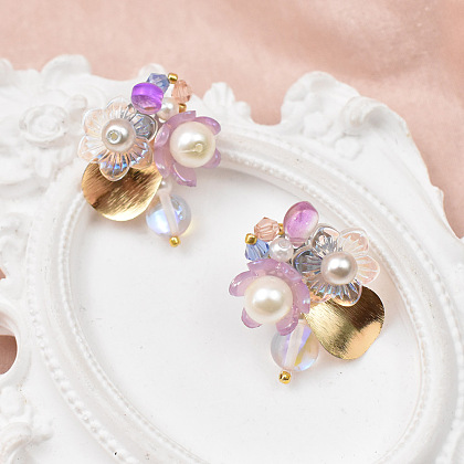 Винтажные серьги из бисера в стиле сада