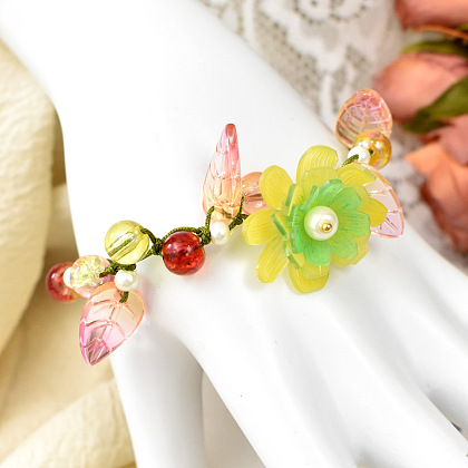 Термоусадочный пластиковый плетеный цветочный браслет-4