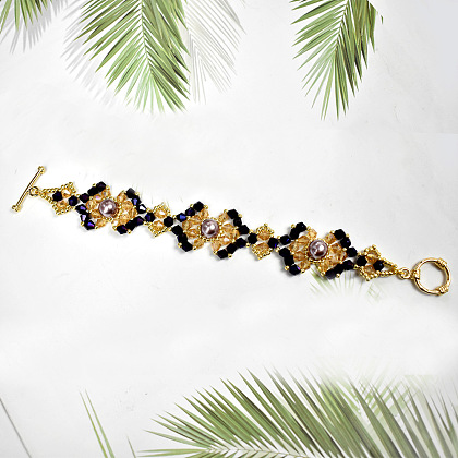 Браслет из стеклянных бусин в винтажном стиле-8