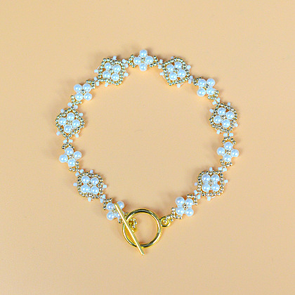 Браслет из жемчужных бусин с застежкой-тоггл-7