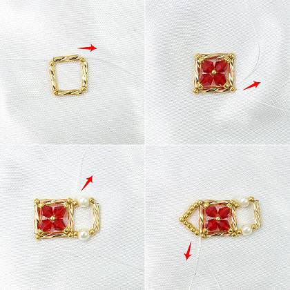 Браслет из семян и стеклянных бусин на рождественскую тематику-3